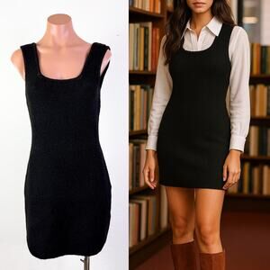 Gianni Bini Matilda Wool Knit Scoop Tank Jumper Dress Sz M Preppy Academia NWT